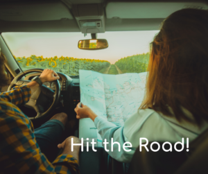 couple driving to weekend getaways