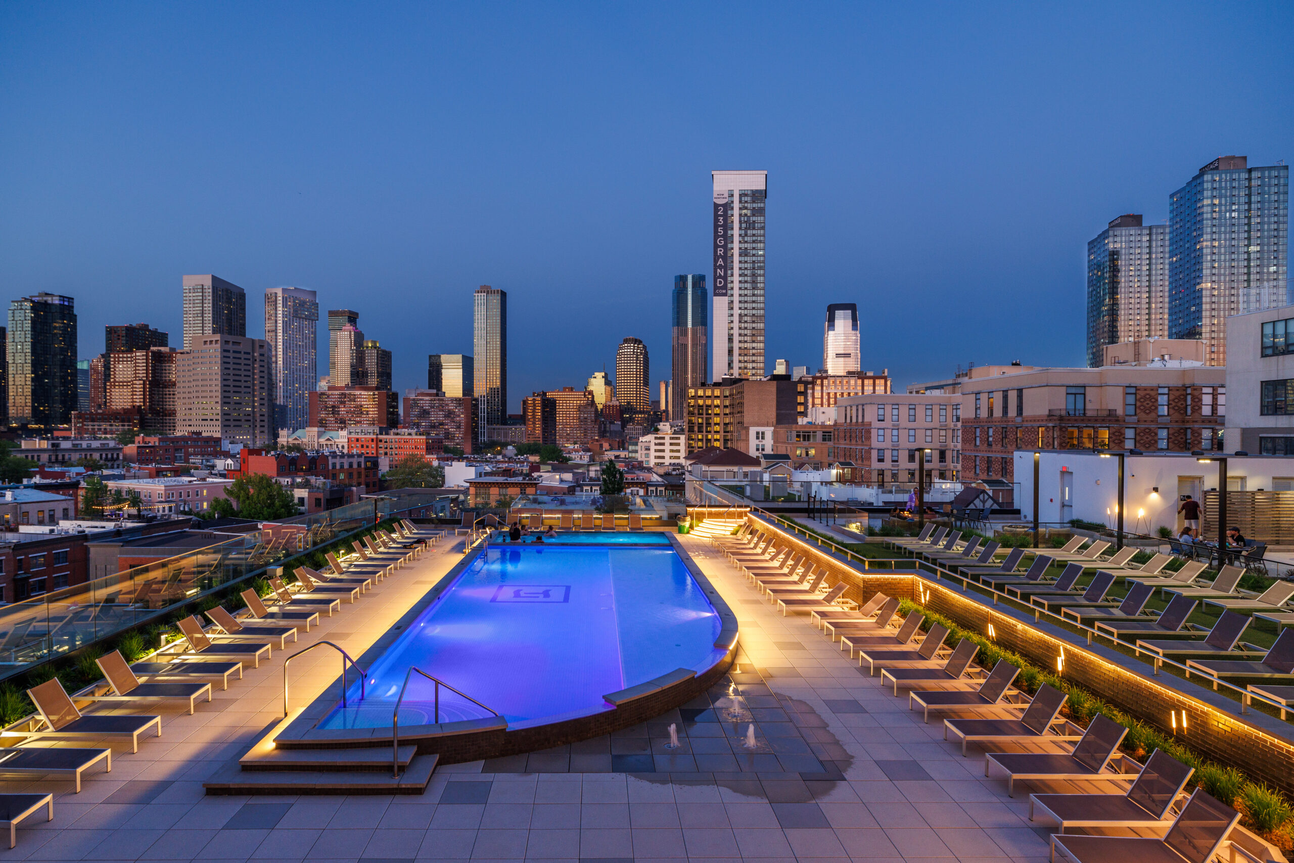 88 Regent rooftop pool at dusk